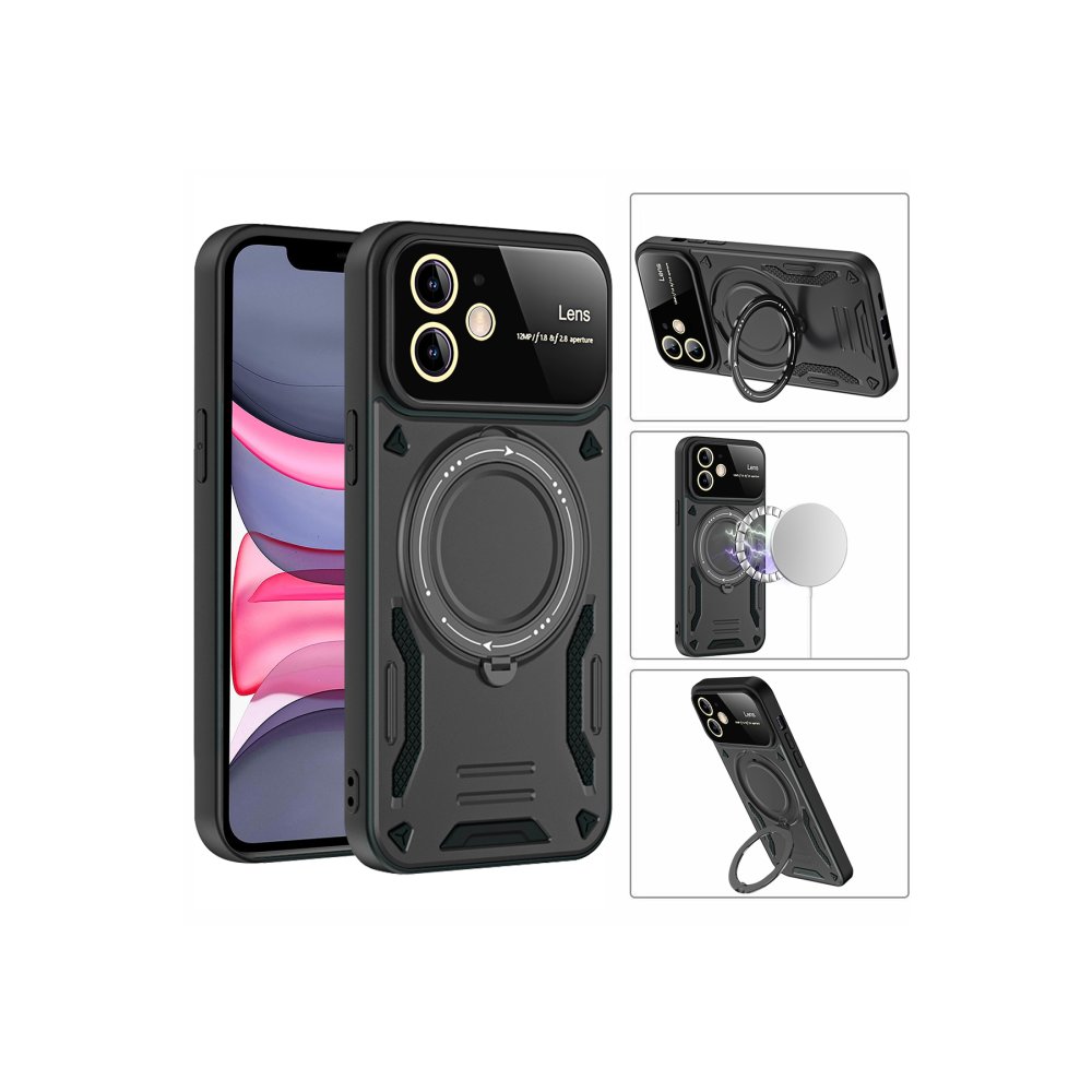 Newface iPhone 11 Kılıf Joy Lens Standlı Kapak - Kırmızı