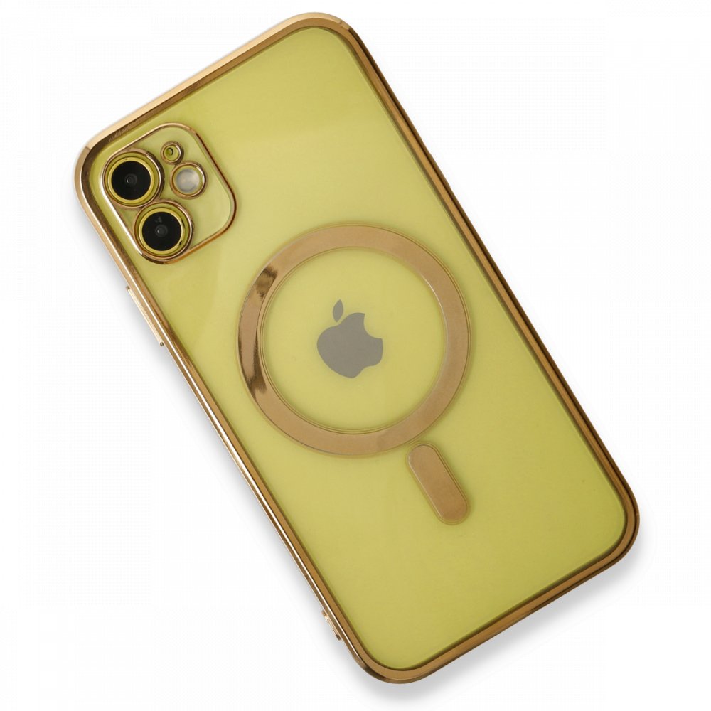 Newface iPhone 11 Kılıf Magneticsafe Lazer Silikon - Gold