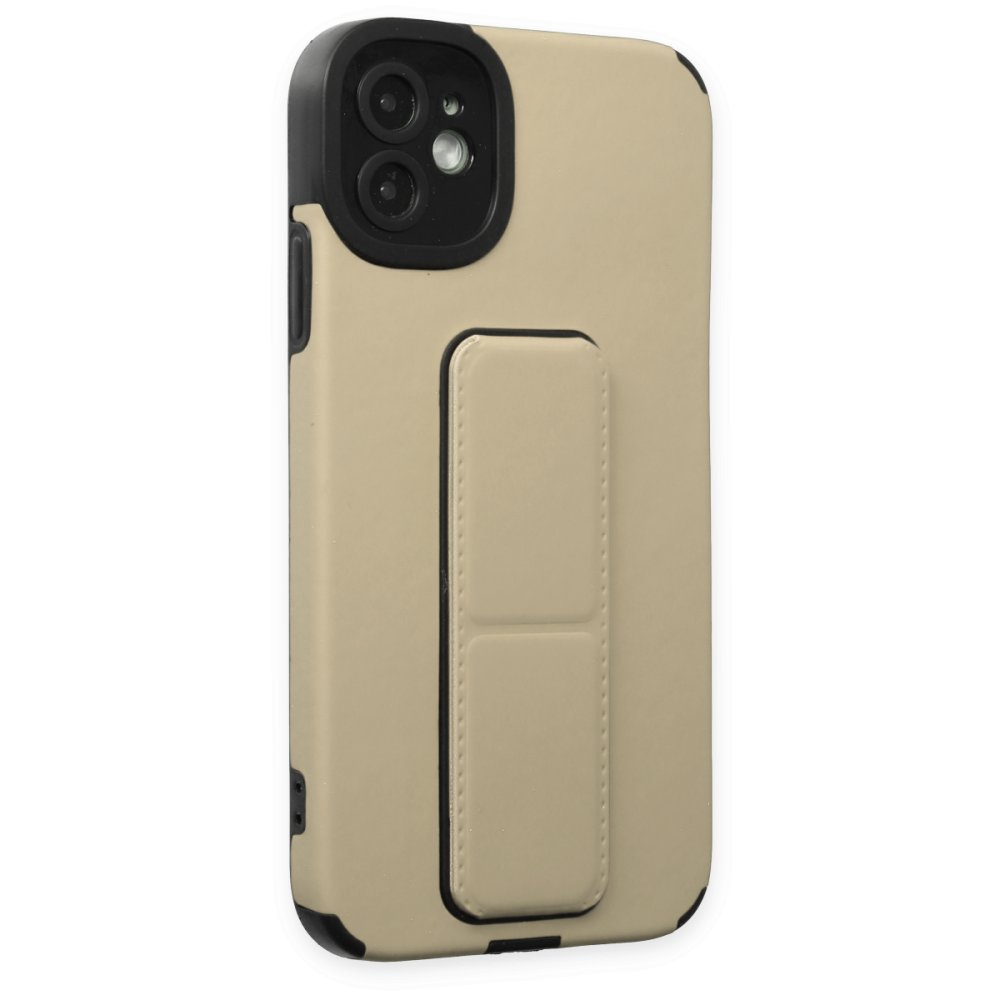 Newface iPhone 11 Kılıf Mega Standlı Silikon - Gold