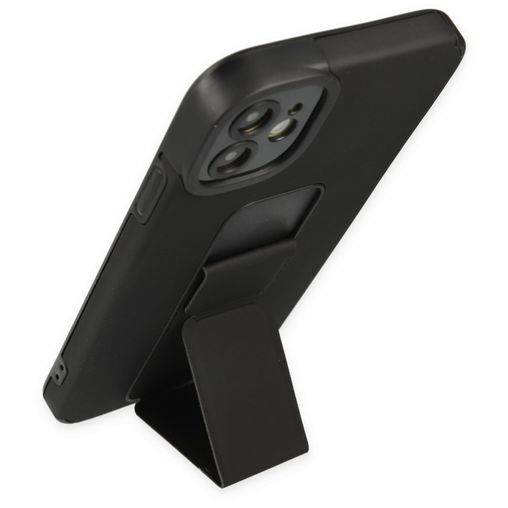Newface iPhone 11 Kılıf Mega Standlı Silikon - Siyah