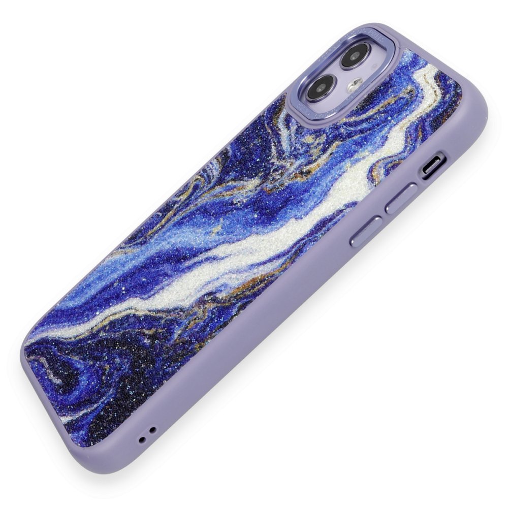 Newface iPhone 11 Kılıf Moda Simli Kapak - Mavi