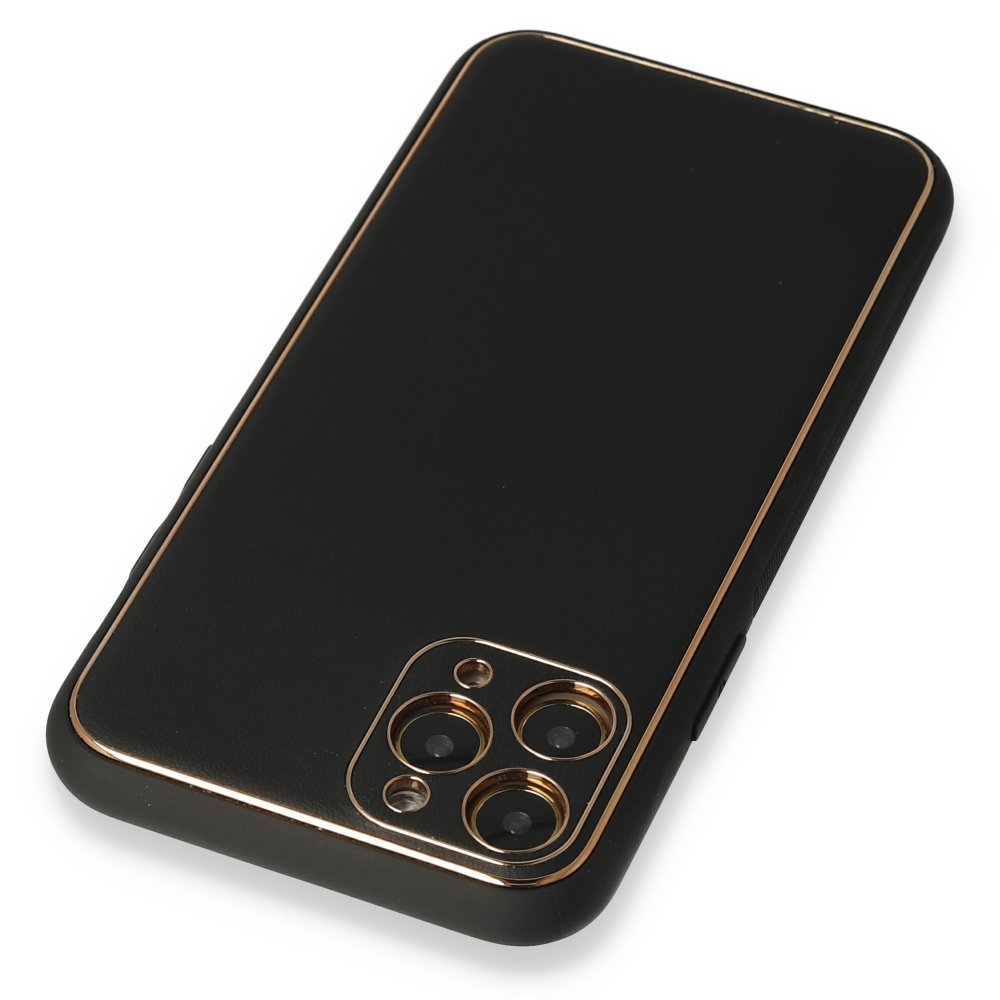 Newface iPhone 11 Pro Max Kılıf Coco Deri Silikon Kapak - Siyah