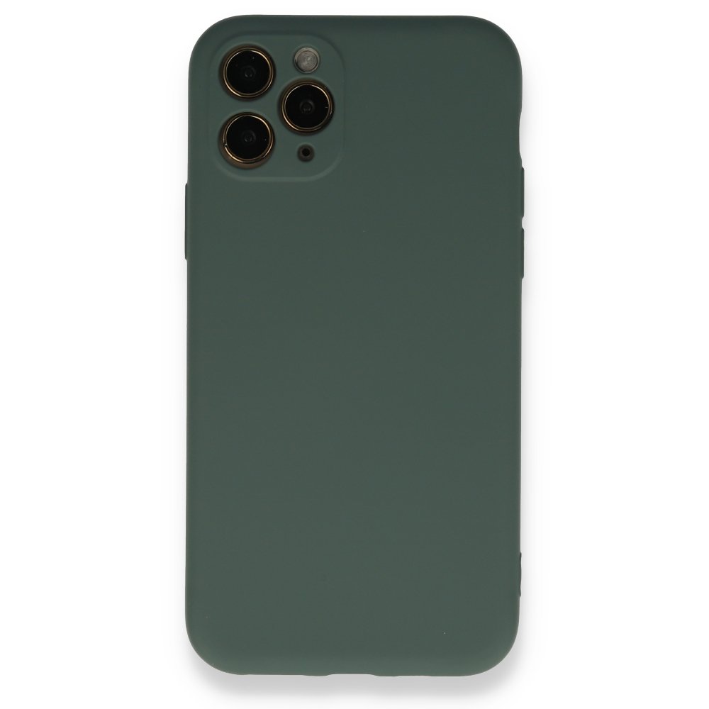 Newface iPhone 11 Pro Kılıf Nano içi Kadife Silikon - Koyu Yeşil