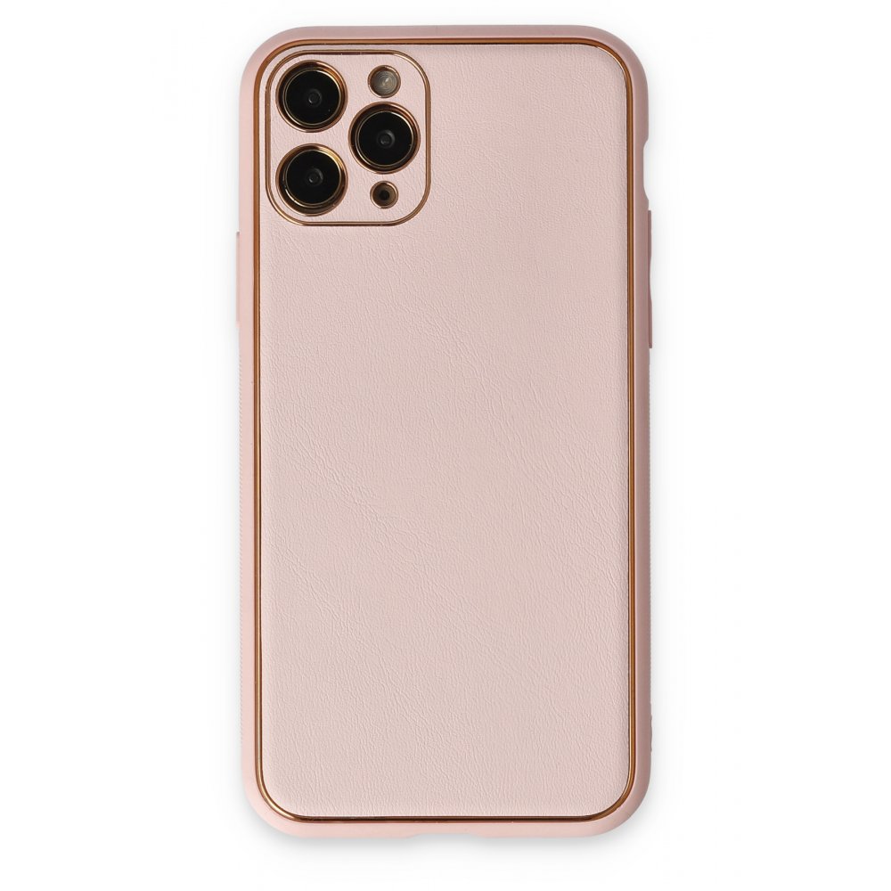 Newface iPhone 11 Pro Kılıf Coco Deri Silikon Kapak - Pudra