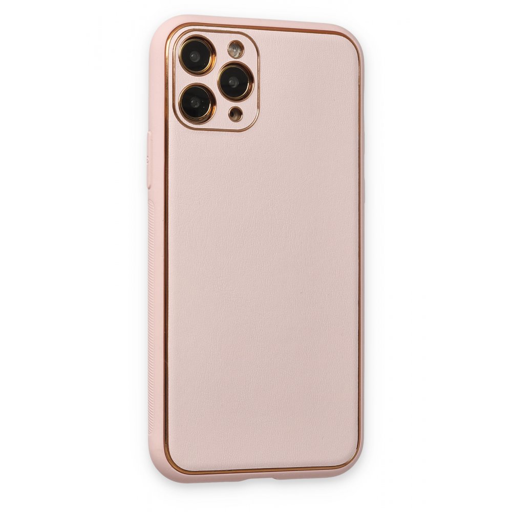 Newface iPhone 11 Pro Kılıf Coco Deri Silikon Kapak - Pudra