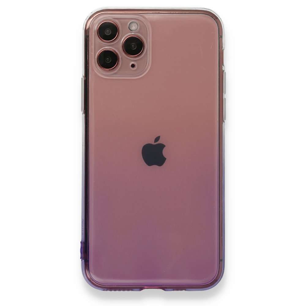 Newface iPhone 11 Pro Kılıf Lüx Çift Renkli Silikon - Pembe