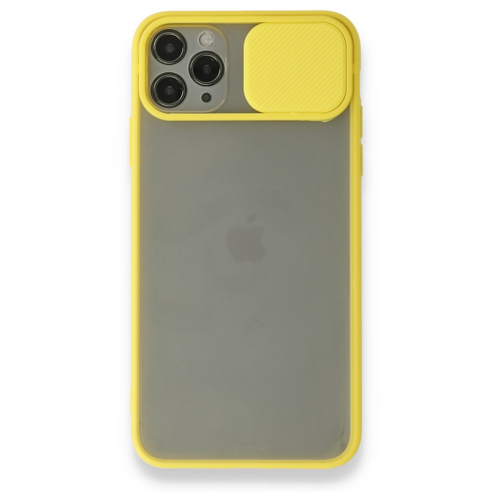 Newface iPhone 11 Pro Kılıf Palm Buzlu Kamera Sürgülü Silikon - Sarı