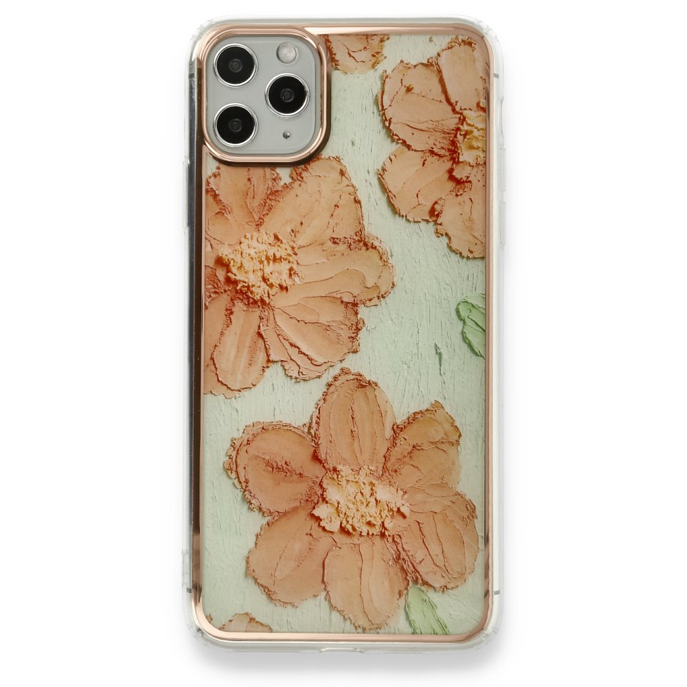 Newface iPhone 11 Pro Max Kılıf Çiçekli Silikon - Rose