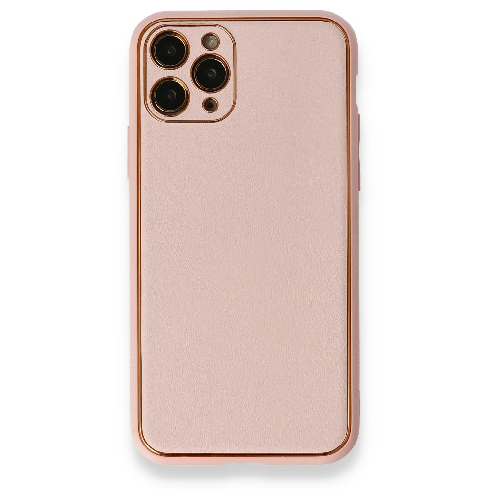 Newface iPhone 11 Pro Max Kılıf Coco Deri Silikon Kapak - Pembe