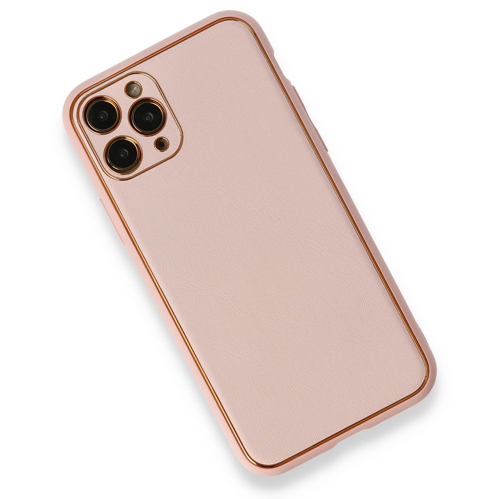 Newface iPhone 11 Pro Max Kılıf Coco Deri Silikon Kapak - Pembe