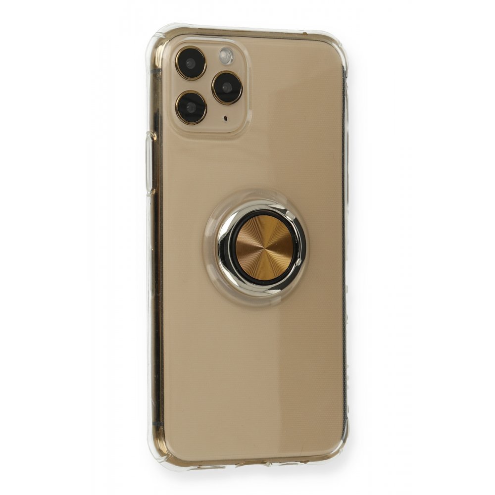 Newface iPhone 11 Pro Max Kılıf Gros Yüzüklü Silikon - Gold