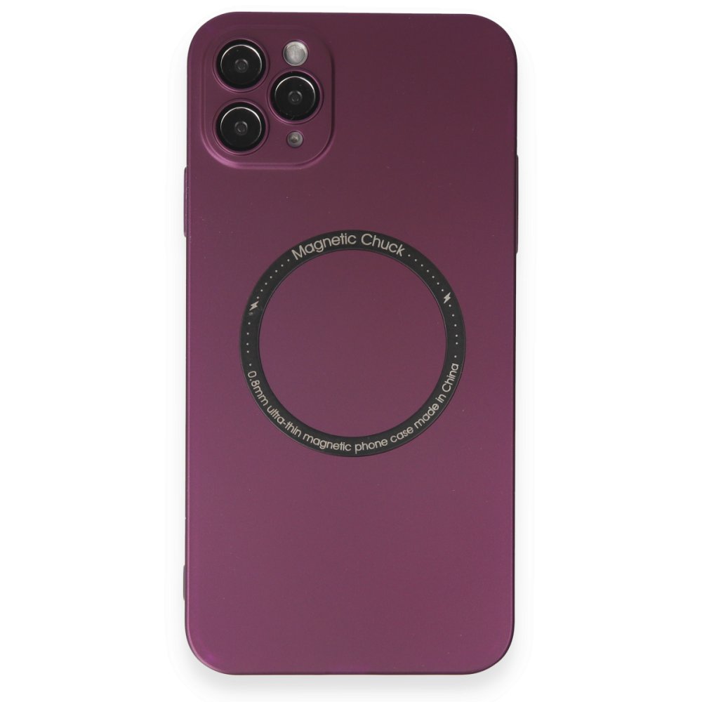 Newface iPhone 11 Pro Max Kılıf Jack Magneticsafe Lens Silikon - Mürdüm