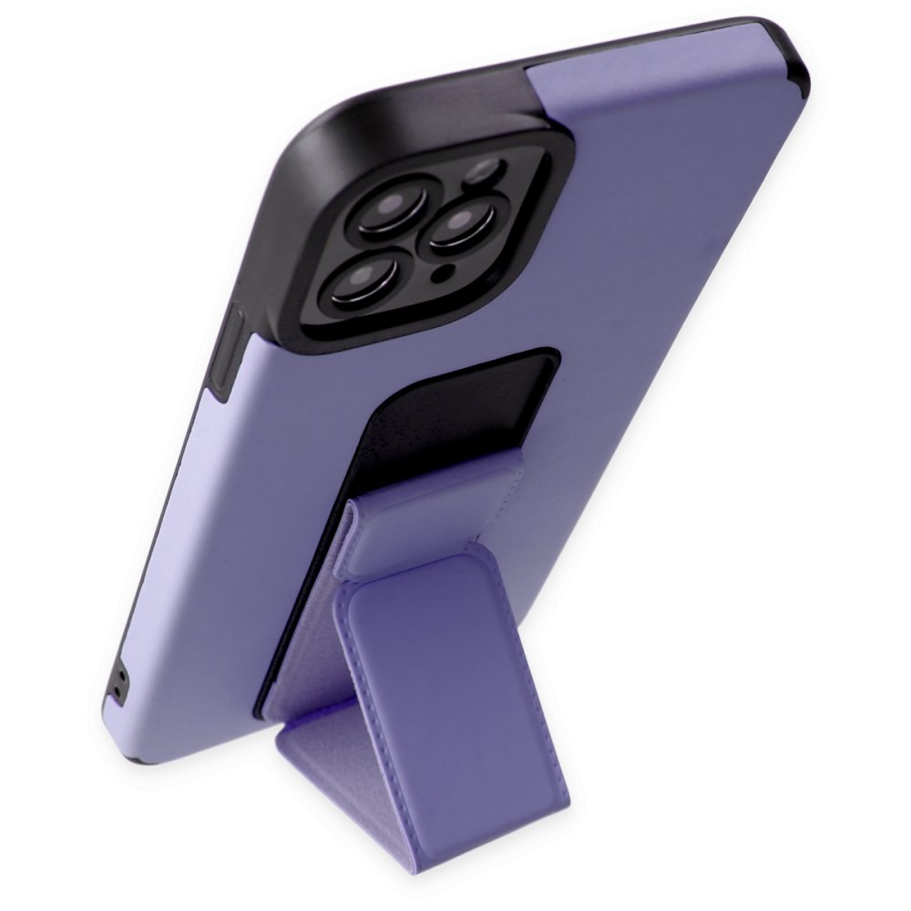 Newface iPhone 11 Pro Max Kılıf Mega Standlı Silikon - Lila