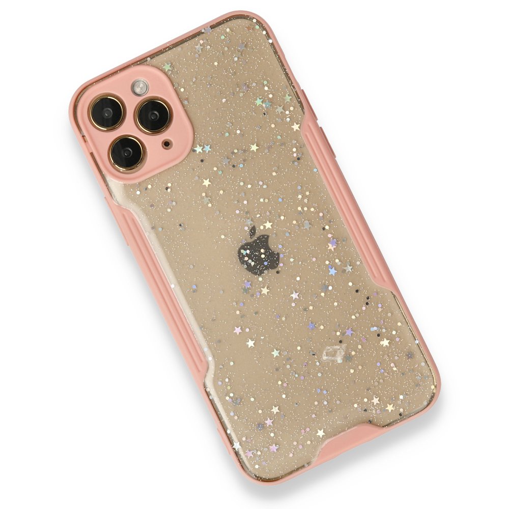 Newface iPhone 11 Pro Kılıf Platin Simli Silikon - Pembe