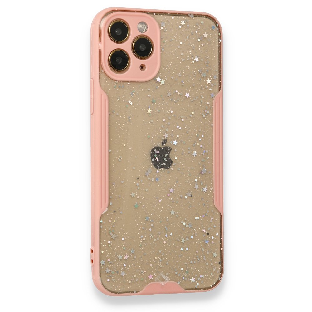 Newface iPhone 11 Pro Kılıf Platin Simli Silikon - Pembe