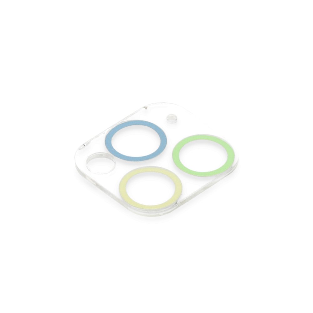 Newface iPhone 11 Pro Renkli Kamera Lens Koruma Cam - Yeşil-Sarı