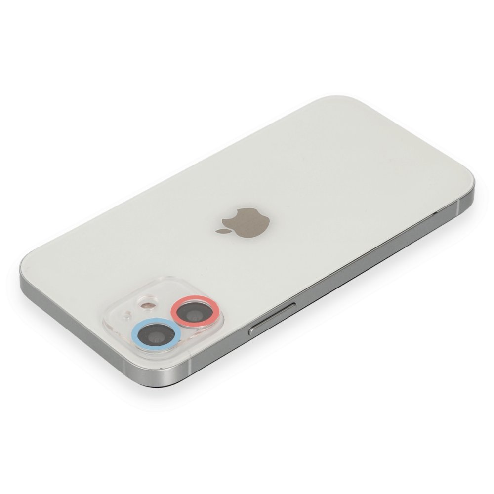 Newface iPhone 11 Renkli Kamera Lens Koruma Cam - Pembe-Mavi