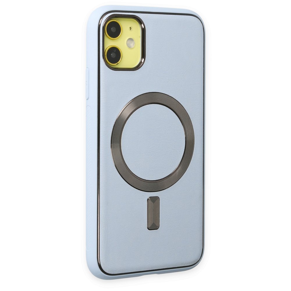 Newface iPhone 12 Kılıf Coco Deri Magneticsafe Silikon - Sierra Blue