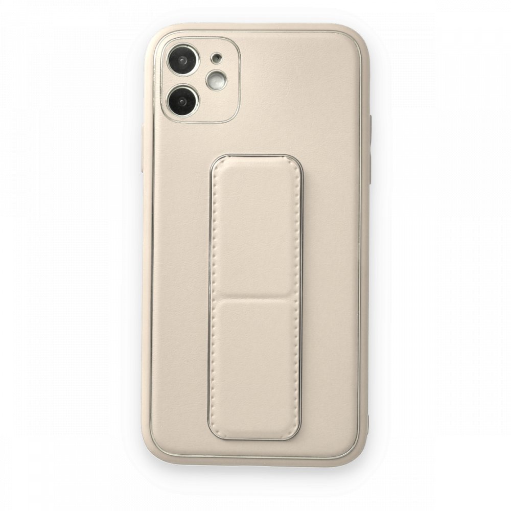 Newface iPhone 12 Kılıf Coco Deri Standlı Kapak - Beyaz
