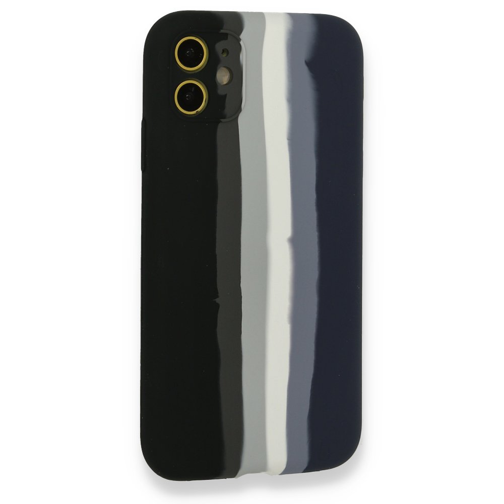 Newface iPhone 12 Kılıf Ebruli Lansman Silikon - Siyah-Lacivert