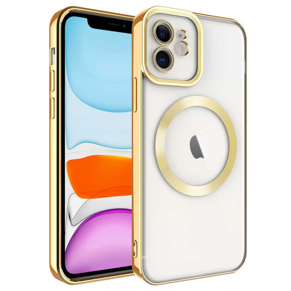 Newface iPhone 12 Kılıf Kross Magneticsafe Kapak - Gold