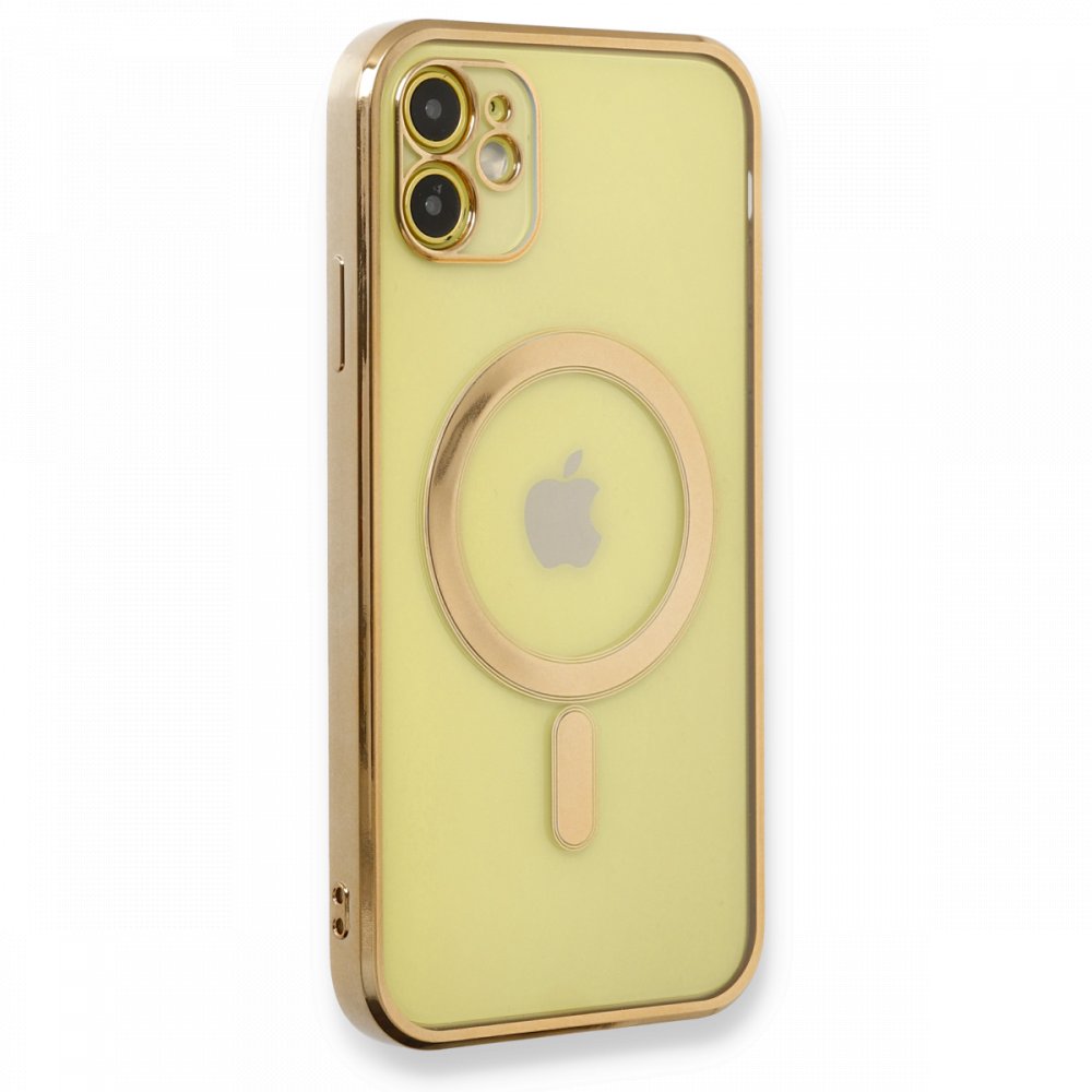 Newface iPhone 12 Kılıf Magneticsafe Lazer Silikon - Gold