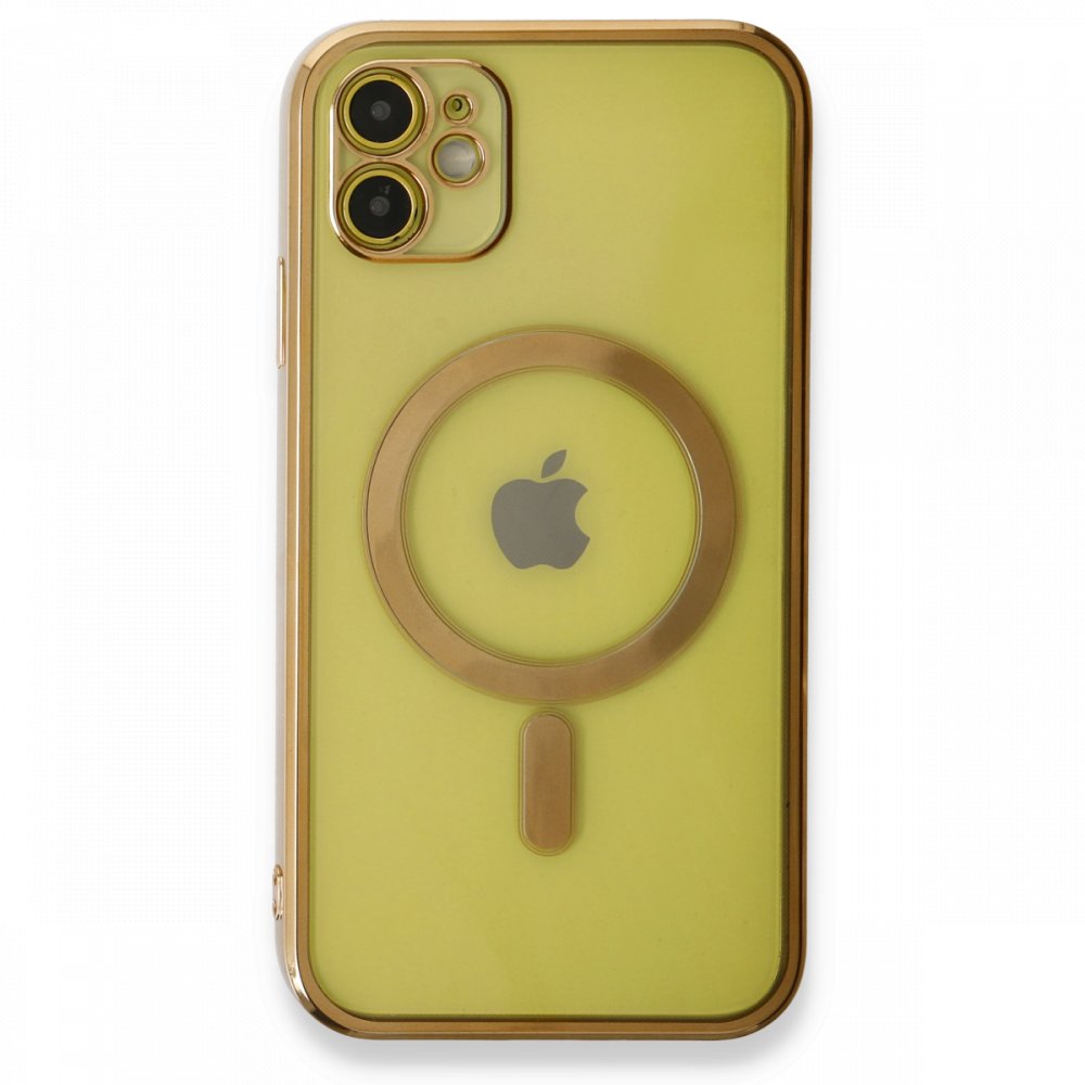 Newface iPhone 12 Kılıf Magneticsafe Lazer Silikon - Gold