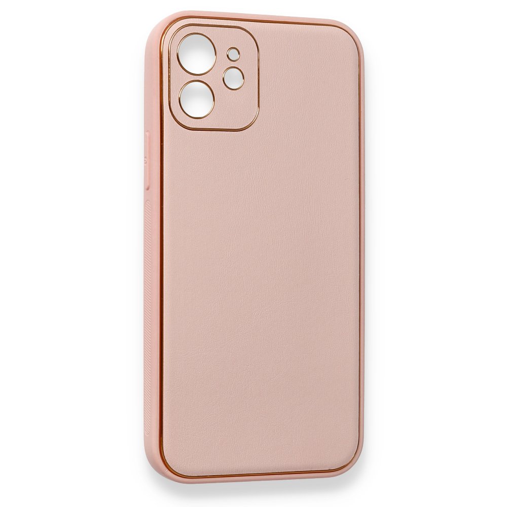 Newface iPhone 12 Mini Kılıf Coco Deri Silikon Kapak - Pembe