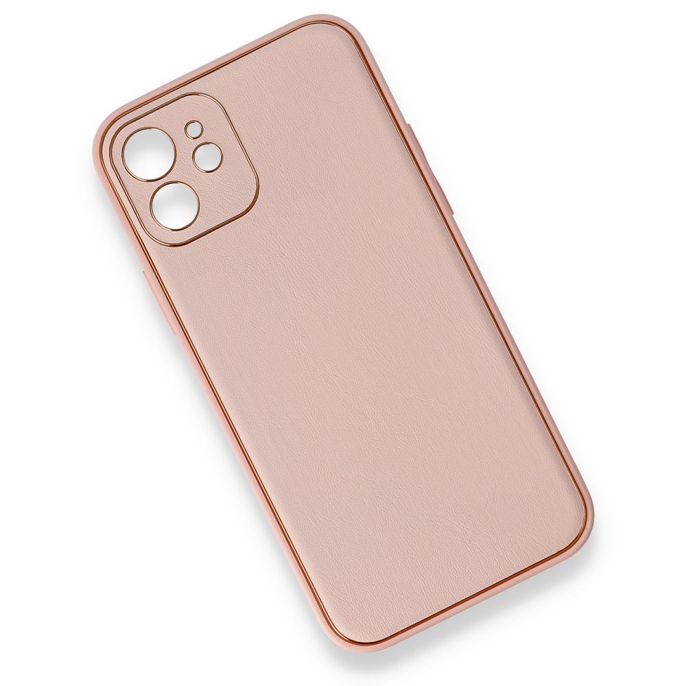 Newface iPhone 12 Mini Kılıf Coco Deri Silikon Kapak - Pembe