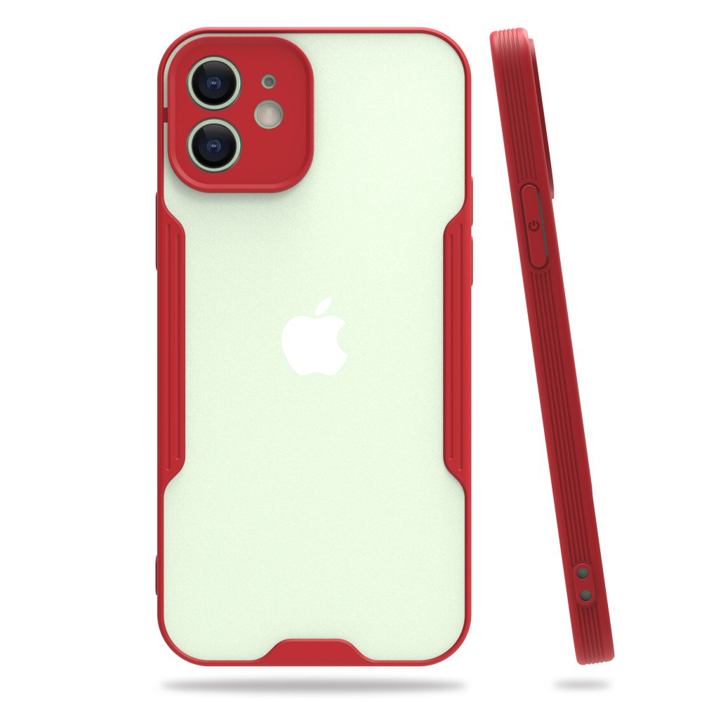 Newface iPhone 12 Kılıf Platin Silikon - Kırmızı