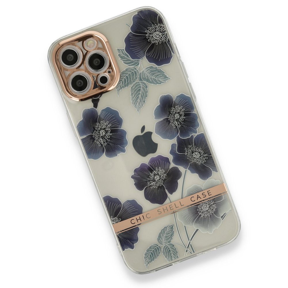 Newface iPhone 12 Pro Kılıf Çiçekli Silikon - Mor