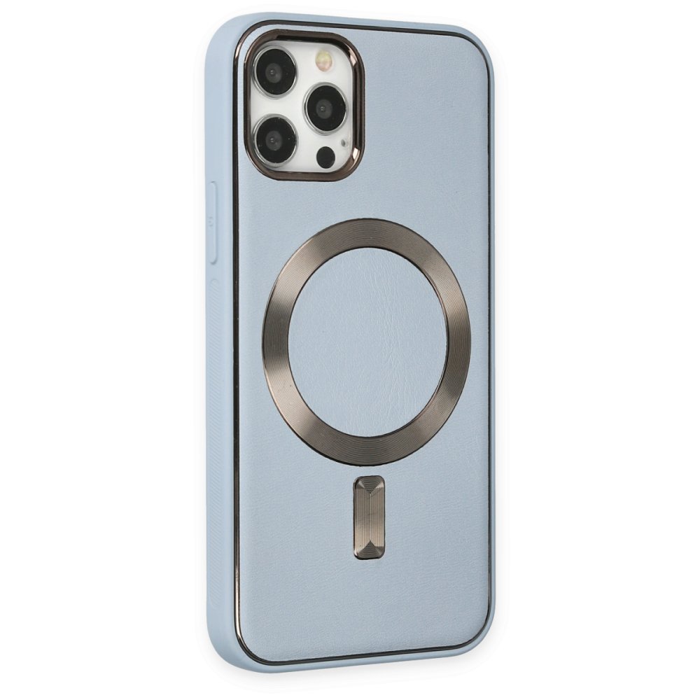 Newface iPhone 12 Pro Kılıf Coco Deri Magneticsafe Silikon - Sierra Blue