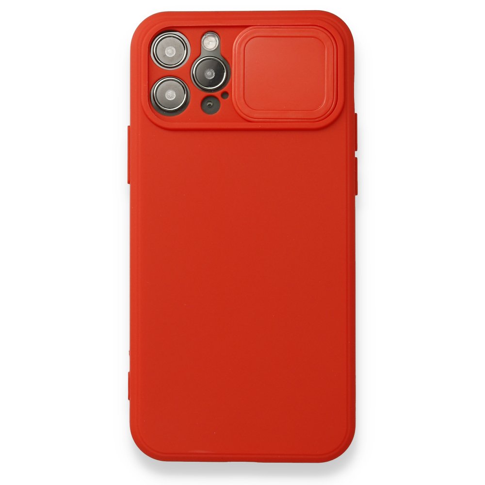 Newface iPhone 12 Pro Kılıf Color Lens Silikon - Kırmızı