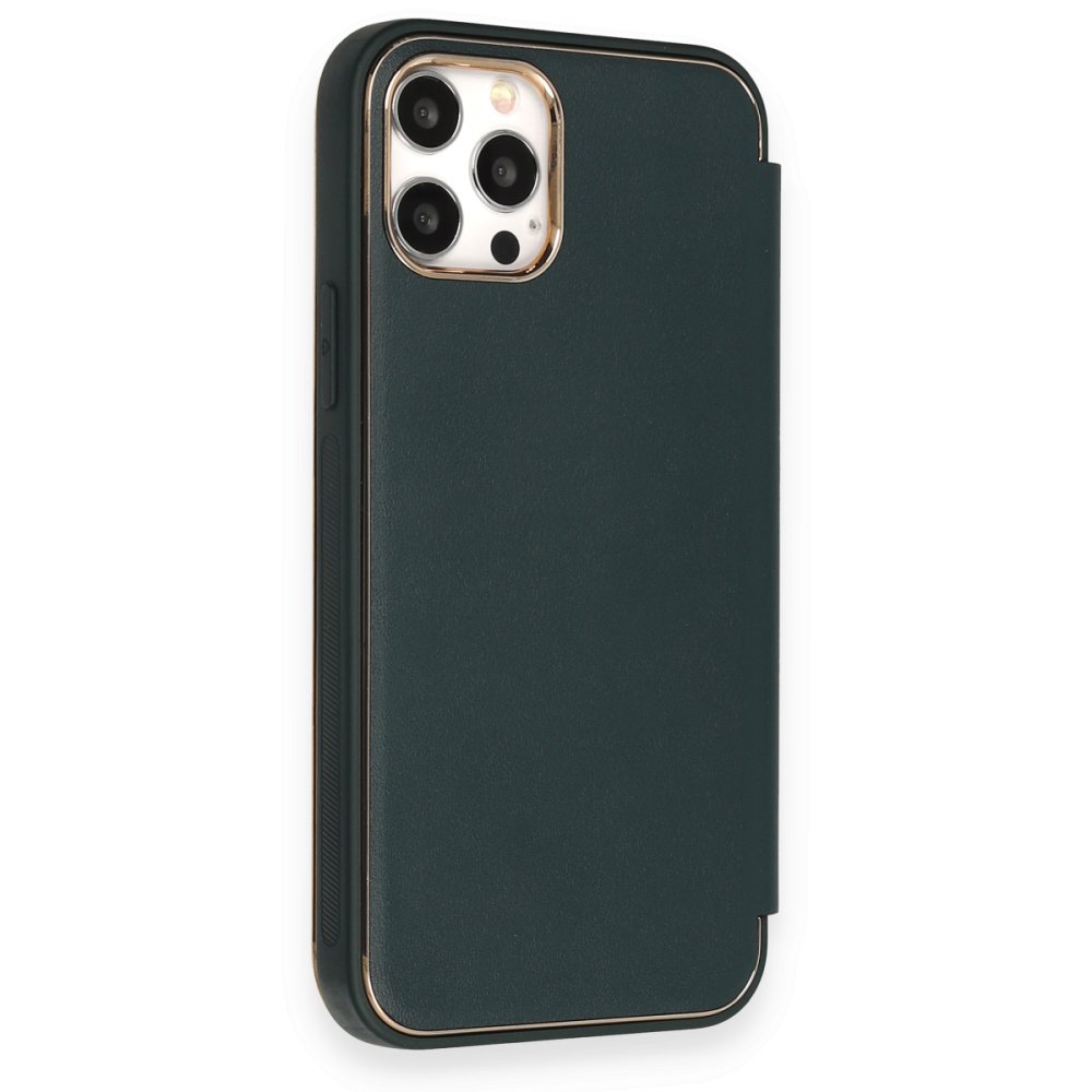Newface iPhone 12 Pro Kılıf Dolpin Kapaklı - Koyu Yeşil