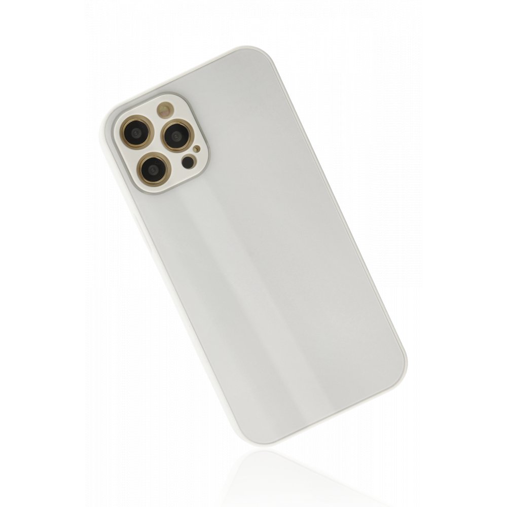 Newface iPhone 12 Pro Max Kılıf Glass Kapak - Beyaz