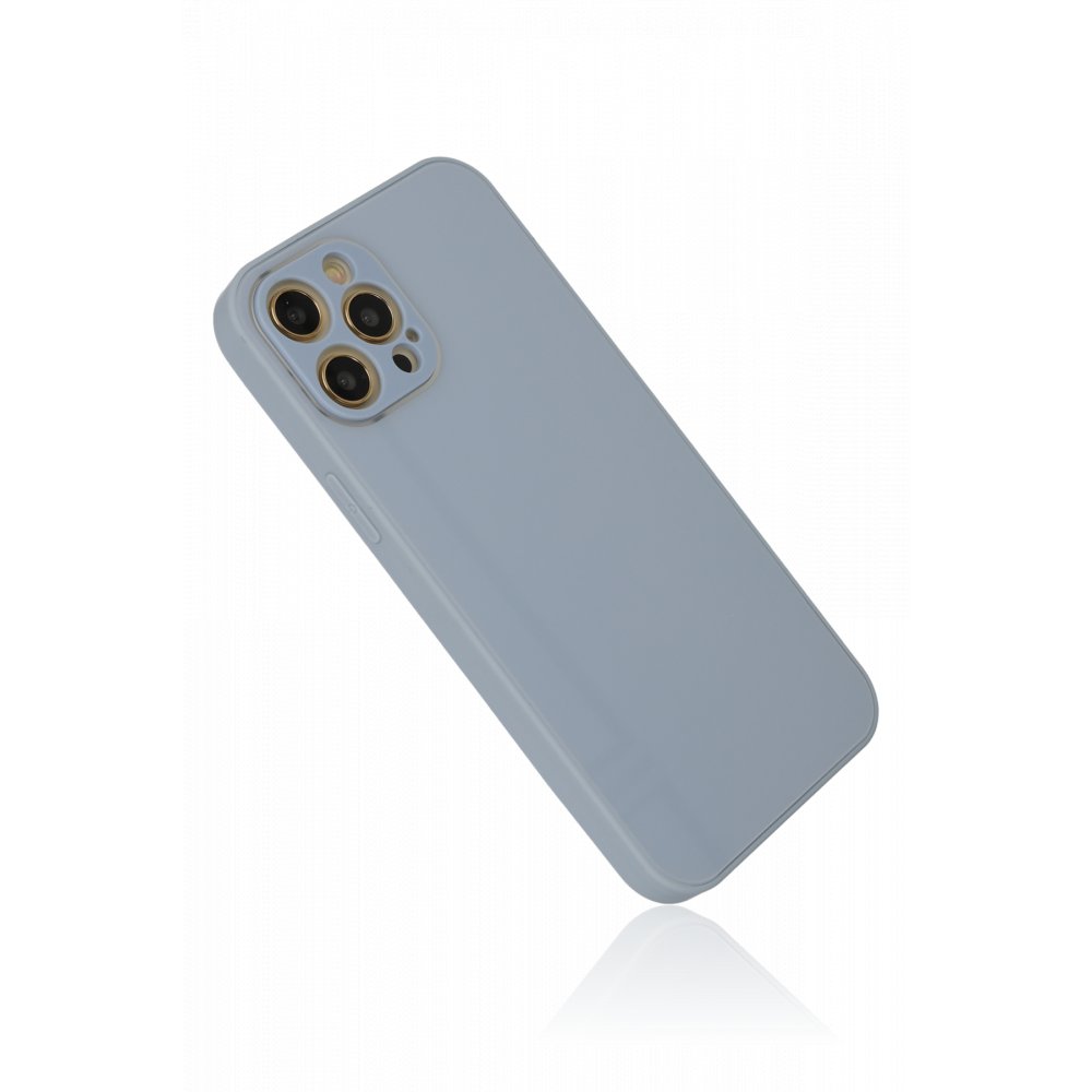 Newface iPhone 12 Pro Max Kılıf Glass Kapak - Sky Blue