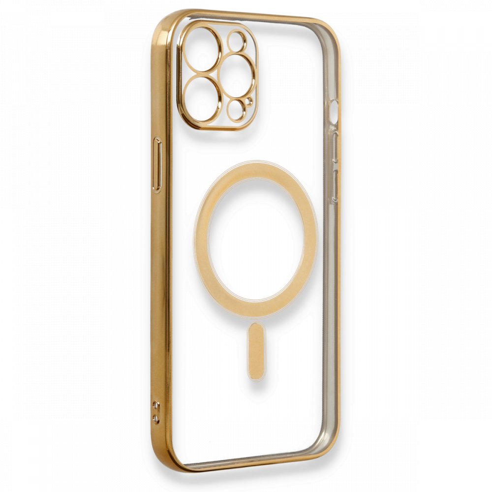 Newface iPhone 12 Pro Kılıf Magneticsafe Lazer Silikon - Gold