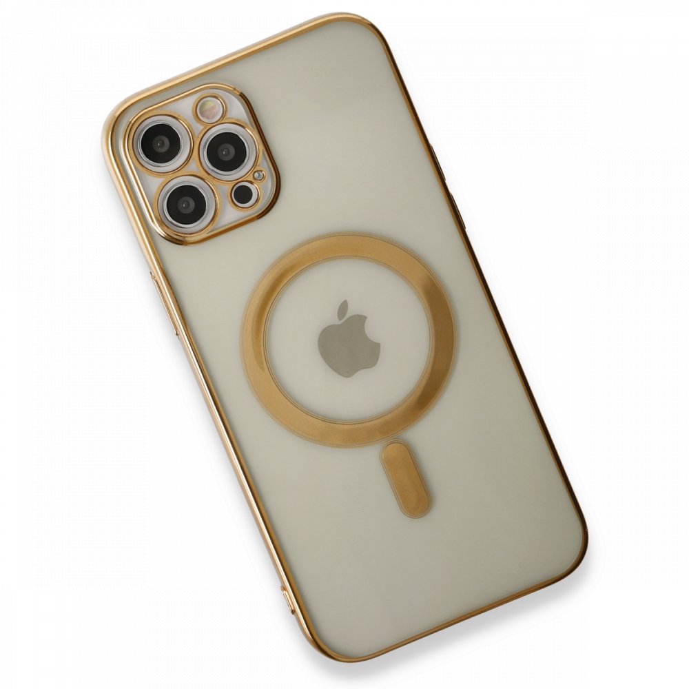 Newface iPhone 12 Pro Kılıf Magneticsafe Lazer Silikon - Gold