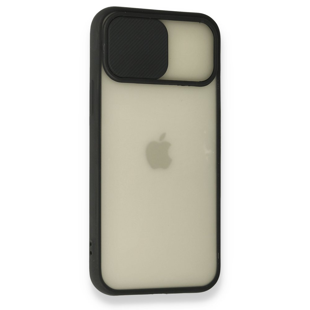 Newface iPhone 12 Pro Kılıf Palm Buzlu Kamera Sürgülü Silikon - Siyah