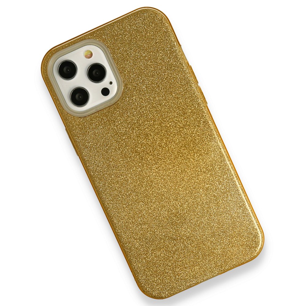 Newface iPhone 12 Pro Kılıf Simli Katmanlı Silikon - Gold