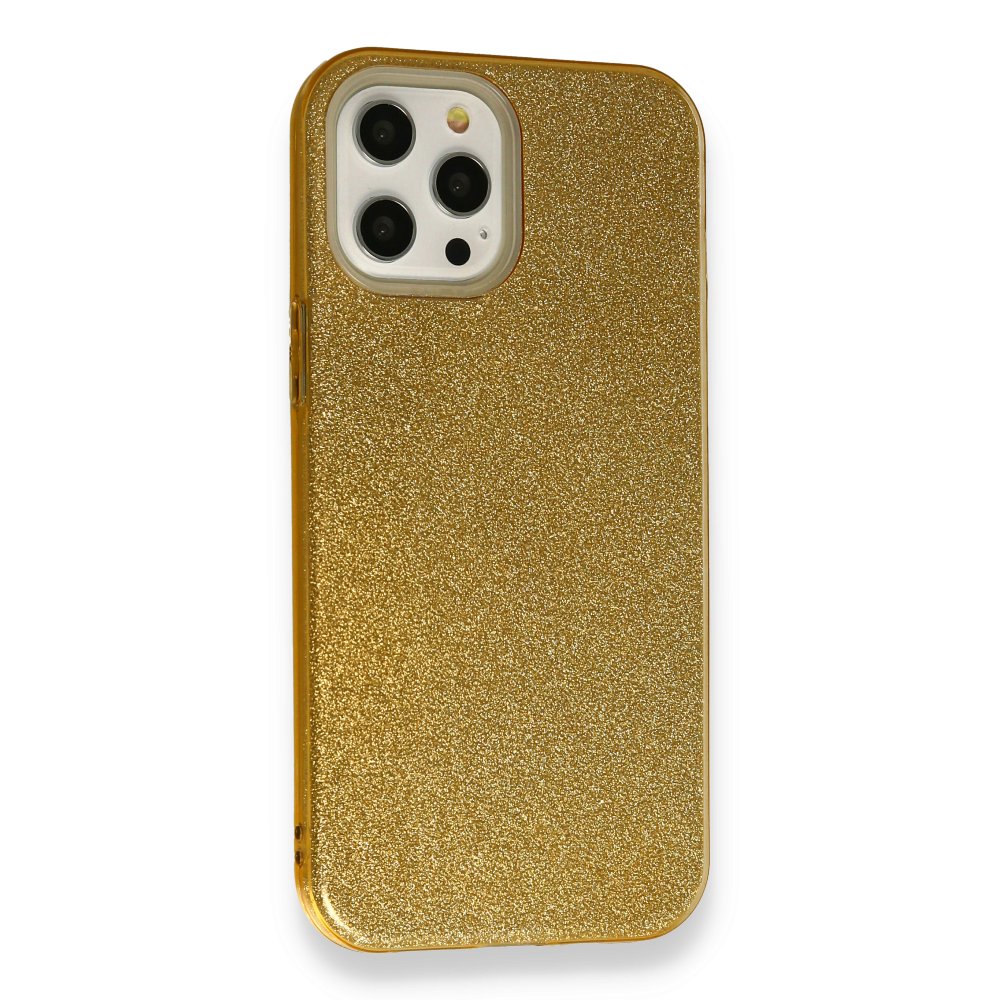 Newface iPhone 12 Pro Kılıf Simli Katmanlı Silikon - Gold