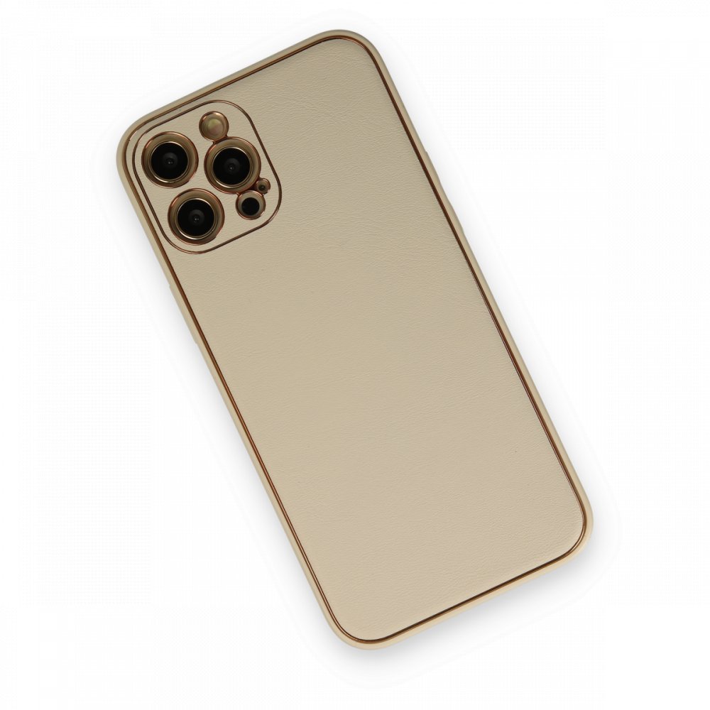 Newface iPhone 12 Pro Max Kılıf Coco Deri Silikon Kapak - Gold