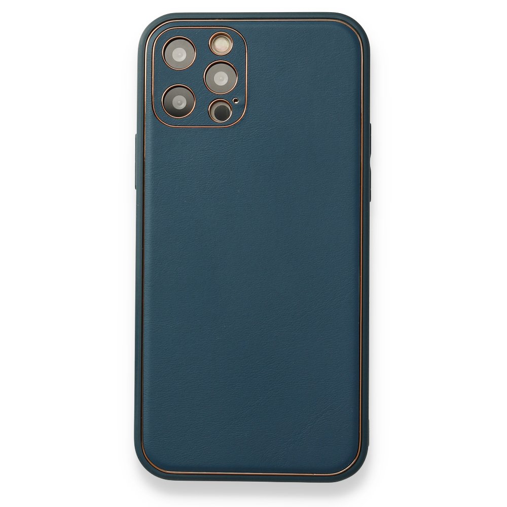 Newface iPhone 12 Pro Max Kılıf Coco Deri Silikon Kapak - Mavi