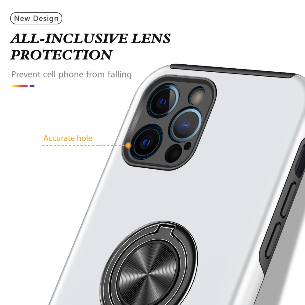 Newface iPhone 12 Pro Max Kılıf Elit Yüzüklü Kapak - Gümüş