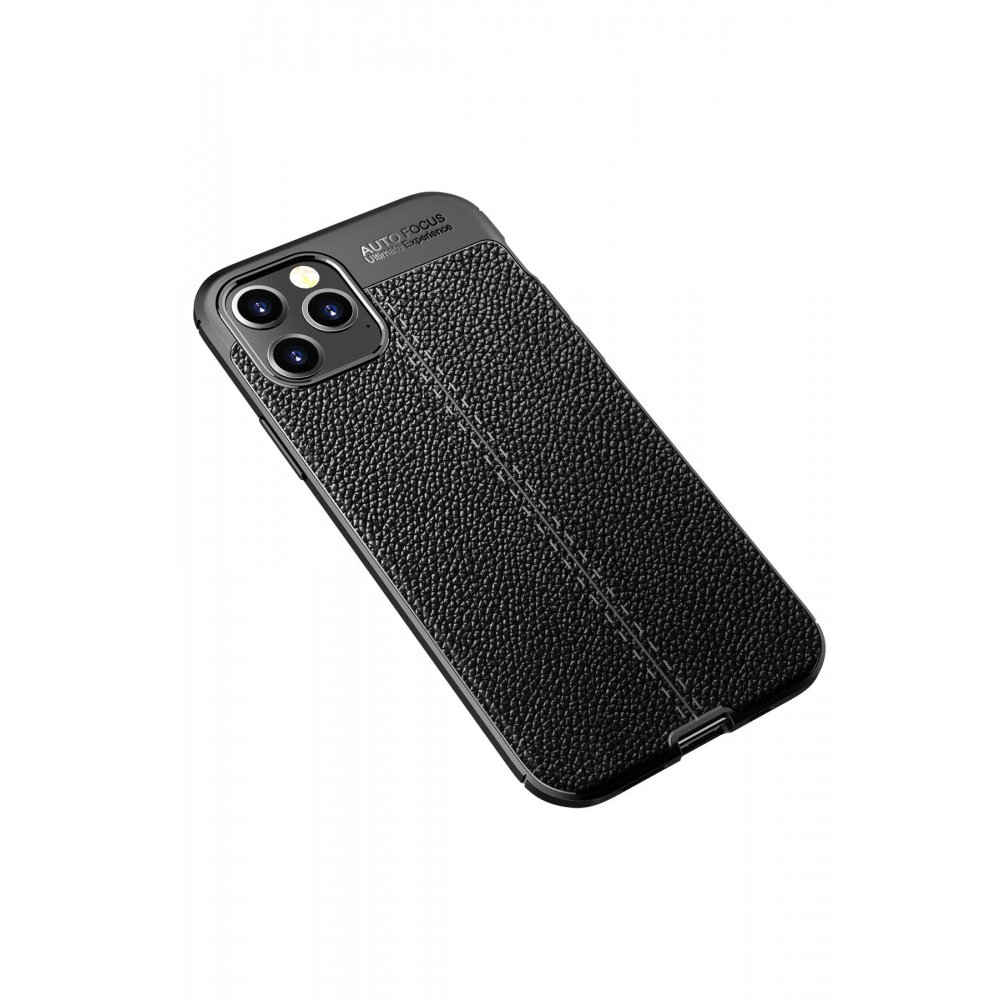 Newface iPhone 12 Pro Max Kılıf Focus Derili Silikon - Siyah