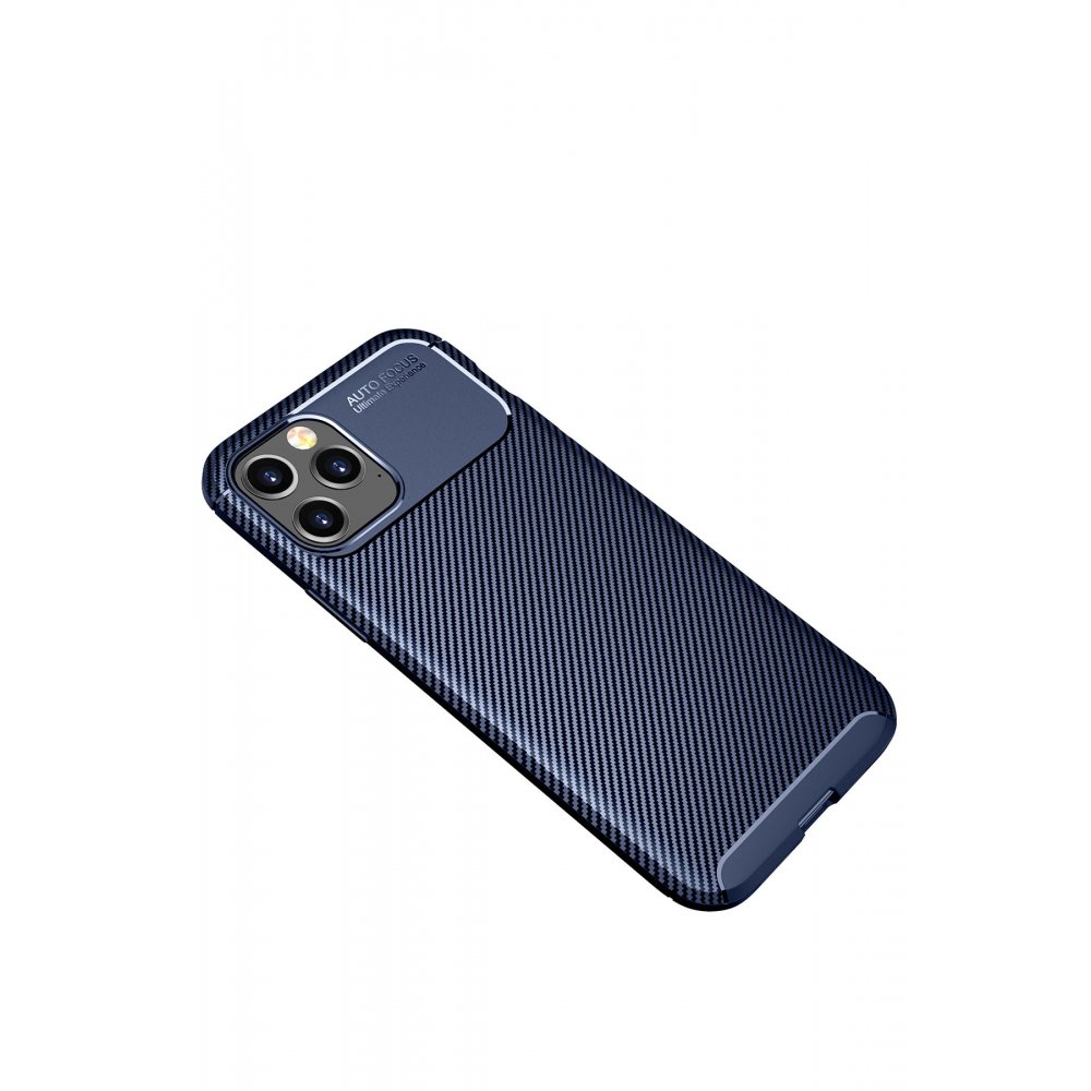 Newface iPhone 12 Pro Max Kılıf Focus Karbon Silikon - Lacivert