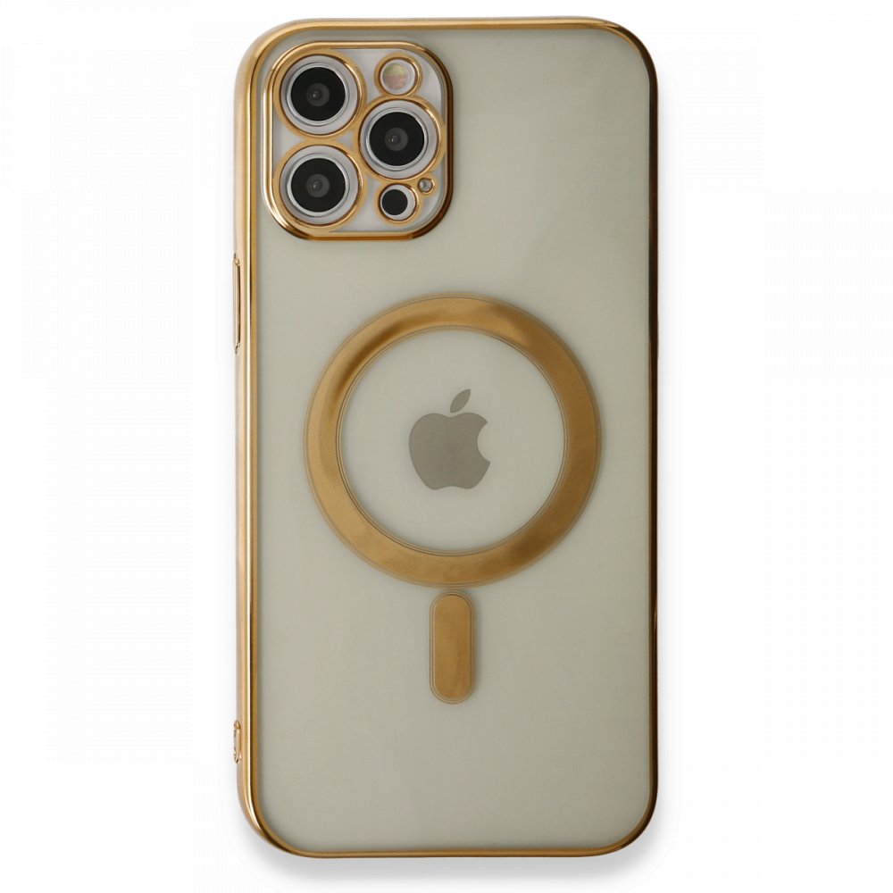 Newface iPhone 12 Pro Max Kılıf Magneticsafe Lazer Silikon - Gold