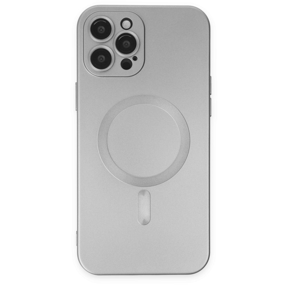 Newface iPhone 12 Pro Max Kılıf Moshi Lens Magneticsafe Silikon - Gümüş