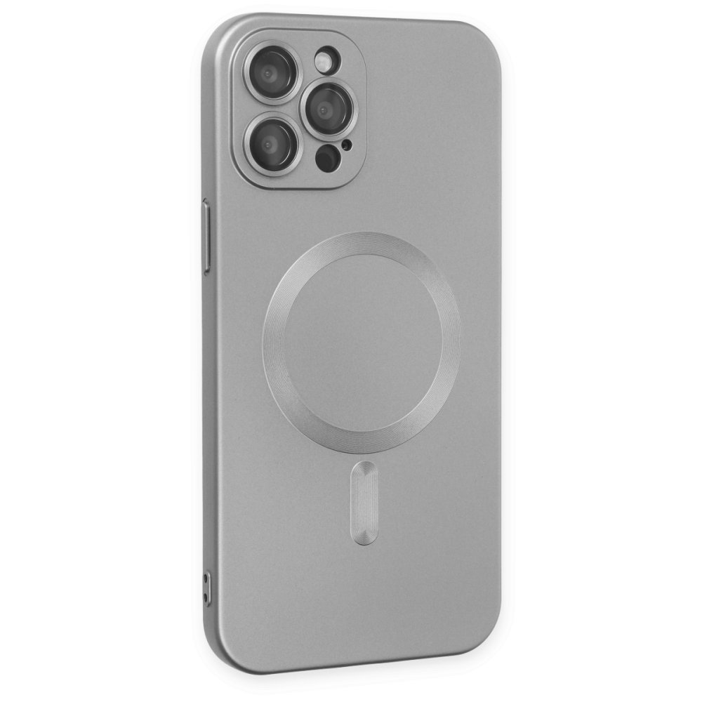 Newface iPhone 12 Pro Max Kılıf Moshi Lens Magneticsafe Silikon - Gümüş