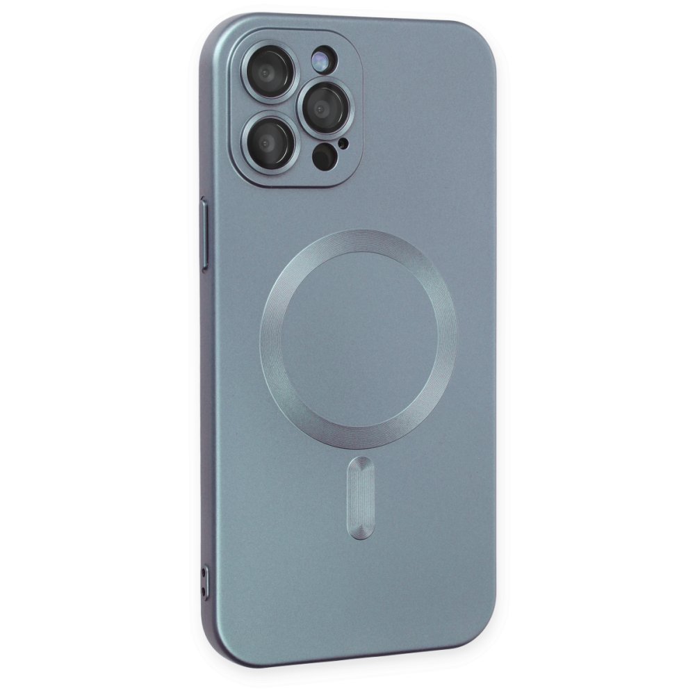 Newface iPhone 12 Pro Max Kılıf Moshi Lens Magneticsafe Silikon - Sierra Blue